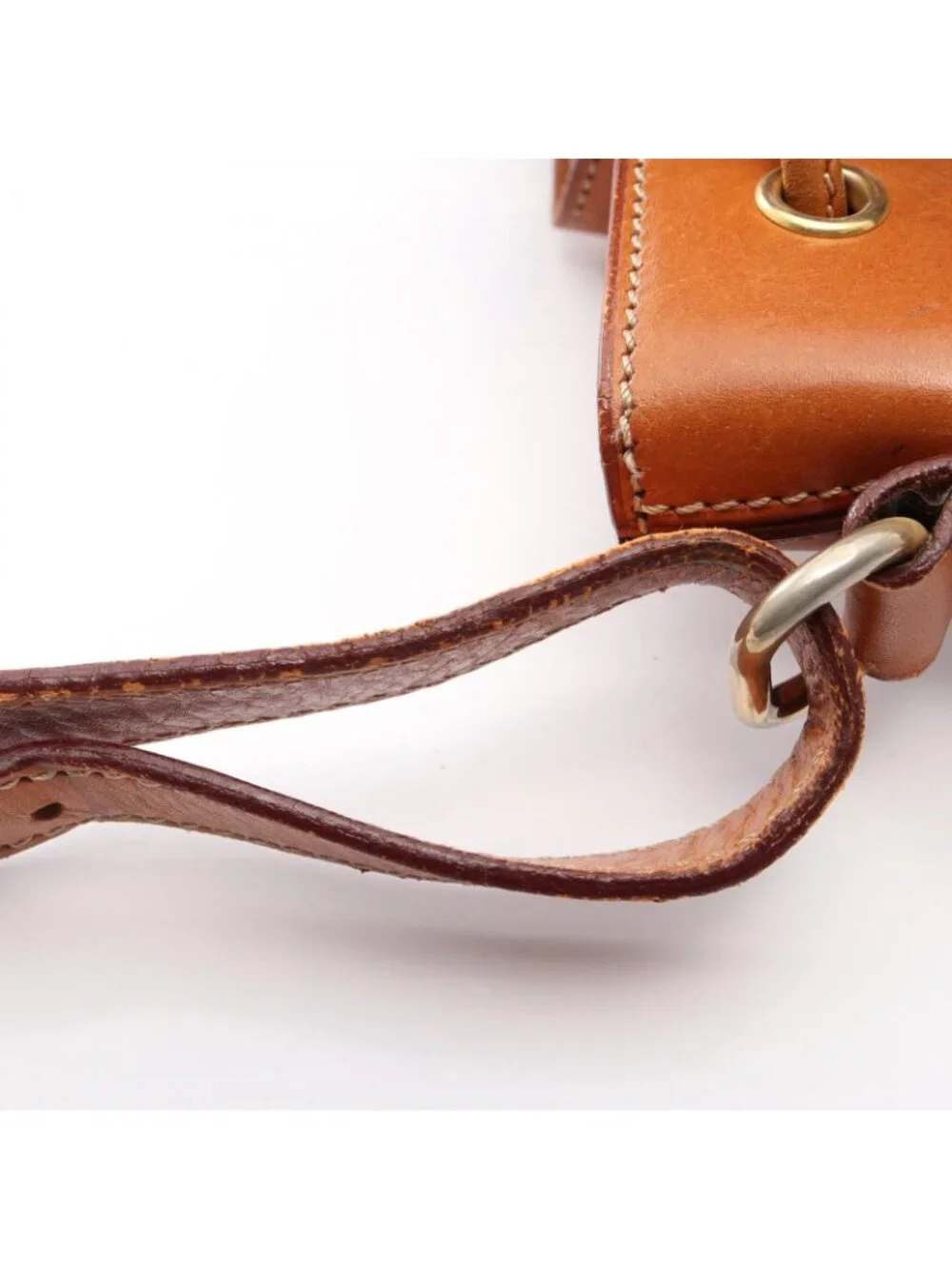 Celine Shoulder Bag Macadam Drawstring Beige Brown Canvas Leather